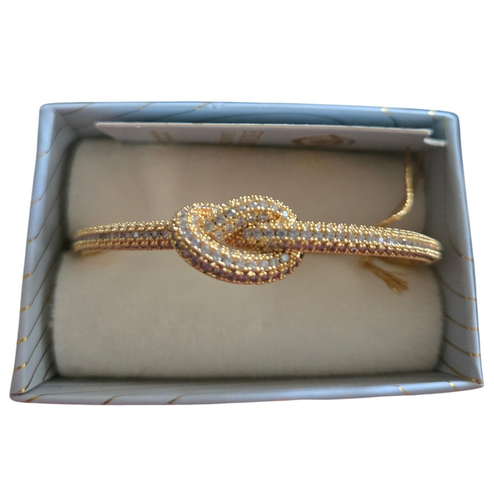 Eye Candy Los Angeles Knot Bangle Women OS Gold New‎ Pavé Crystal Hinge